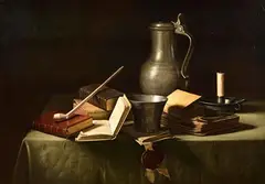 Johannes Hendrik Eversen, Still Life with Books and Pewter Jug, 1963, oil on canvas