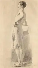 William Orpen, Study of a Male Nude, 1896, pencil drawing
