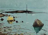 Patrick Leonard, Rocks and Seagulls, Loughshinny, oil on canvas