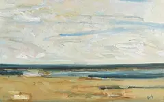 July Day, Sandymount Strand by Charles Brady, oil on board, sold Oct 2023