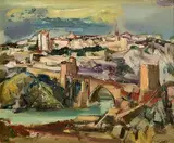 Toledo Spain by George Campbell, oil on board, sold Oct 2023