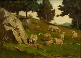 William Magrath, Sheep on a Hillside, 1877, oil on board