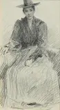 Seated Lady by John Butler Yeats, pencil on paper (second drawing verso), sold Oct 2023
