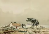 Cottages near Kilkieran, Connemara by Frank Egginton, watercolour on paper, sold Oct 2023
