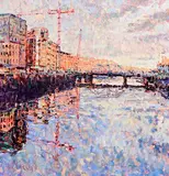 The Lee, Cork, Point of Sunset by Arthur K. Maderson, oil on board, sold Sep 2023