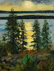 Colin Middleton, Evening Landscape, oil on canvas laid on board