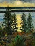 Colin Middleton, Evening Landscape, oil on canvas laid on board