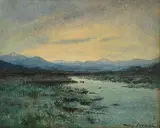Evening Light by William Percy French, watercolour on paper, sold Sep 2023