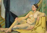 May Guinness, Model in the Studio, oil on paper