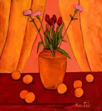 Graham Knuttel, Still Life - Fruit and Flowers, oil on canvas