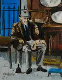 Seamus O'Colmain, The Antique Fair, oil on board