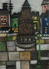 Gretta Bowen, Memories of Newtownards, crayon and watercolour on paper
