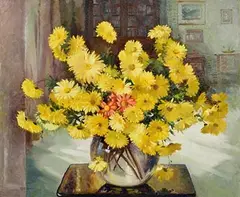 Geraldine M. O'Brien, Still Life - Vase of Chrysanthemums, oil on canvas