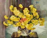 Geraldine M. O'Brien, Still Life - Vase of Chrysanthemums, oil on canvas