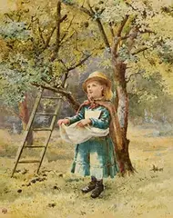 Apple Pickers by Helen O'Hara, watercolour on paper, sold Sep 2023