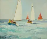 At Boathouse, Red Rock, Sutton, Co. Dublin by Maurice Canning Wilks, oil on canvas board, sold Sep 2023