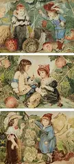 Richard Doyle, Illustrations for a Childrens Book, set of 3 watercolours on paper -framed as one (each 9 x 12.6cm)