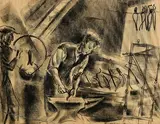 Elizabeth Rivers, The Blacksmith, charcoal on paper