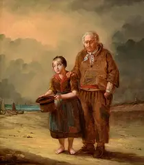 Jacobus Josephus Eeckhout, Down on Their Luck, oil on board