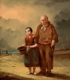 Jacobus Josephus Eeckhout, Down on Their Luck, oil on board