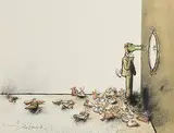 Ronald Searle, Everyman, lithograph - number 52 from an edition of 99 - published by Michel Carre Litho, Paris, printed by Edition R S, Paris, 1977