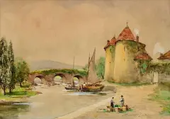 The Vegetable Seller by William Bingham McGuinness, watercolour heightened on paper, sold Sep 2023