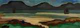 Watching From the Shore by Markey Robinson, gouache on board, sold Sep 2023