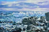 Henry Morgan, Incoming Tide, Blackhead, 2023, oil on canvas board