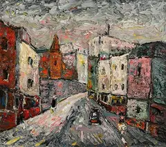 Barrington Tabb, Winter Sky Lower Park Road, Bristol, 2005, oil on board