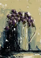 Purple Flowers by Yvonne Moore, oil on canvas, sold Sep 2023