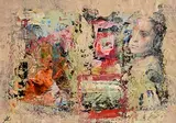 Mile Stone (2016-'18) by John Kingerlee, oil and collage on card, sold Sep 2023