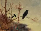 James English, Rooks, oil on board