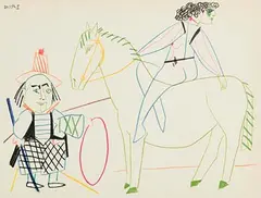 Pablo Picasso Spanish, La Comedie Humaine, 1954, lithograph on wove paper from "Suite de 180 Dessins de Picasso" for Verve Editions and printed by Mourlot Paris in 1954.