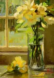Mat Grogan, Vase of Daffodils, oil on board