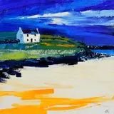 Paula McKinney, The Beach House at Dowings, Co. Donegal, oil on board