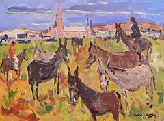Henry Healy, Near Clifden, Preparing to go to Mass, oil on board