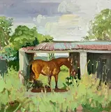 Peter Curling, Day's Work Done, oil on board
