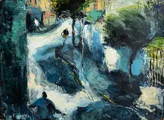 Donald Teskey, Street with Figures, 1996, oil on paper