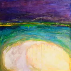 Cathy Addis, Turquoise Strands, oil and acrylic on canvas