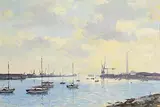 James Longueville, Dublin Docks, oil on board