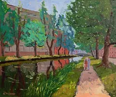 Anthony McCarthy, Canal near Grand Parade, oil on canvas board