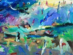 Edmond Leahy, Pilgrim Mountain, oil on card