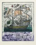Ship by Tighe O'Donoghue & Ross American, coloured etching - artist's proof, sold Aug 2023