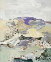 Cool Hill, Landscape by Rosemary Mitchell, 1991, oil on canvas, sold Aug 2023