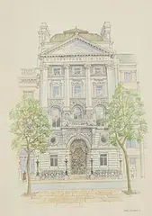 Kieran Doyle O'Brien, Ulster Bank, College Green, 1992, watercolour on paper
