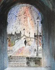 Henry Dunne, Ha'Penny Bridge, acrylic on board
