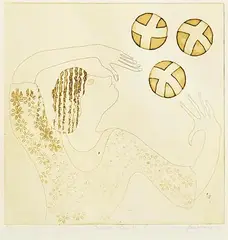 Gay O'Neill, Juggler Stage II, 1976, lithograph - number 3 from an edition of 5