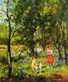 Robert Harcus, The Gang at Kilcoole, oil on canvas board