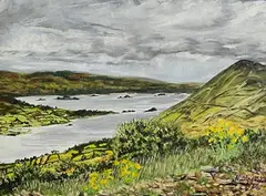 N. McMahon, Shannon, Lough Derg, from the Graves of Leinster Men, 1964, oil on canvas laid on board