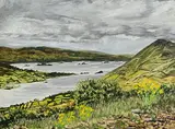 N. McMahon, Shannon, Lough Derg, from the Graves of Leinster Men, 1964, oil on canvas laid on board